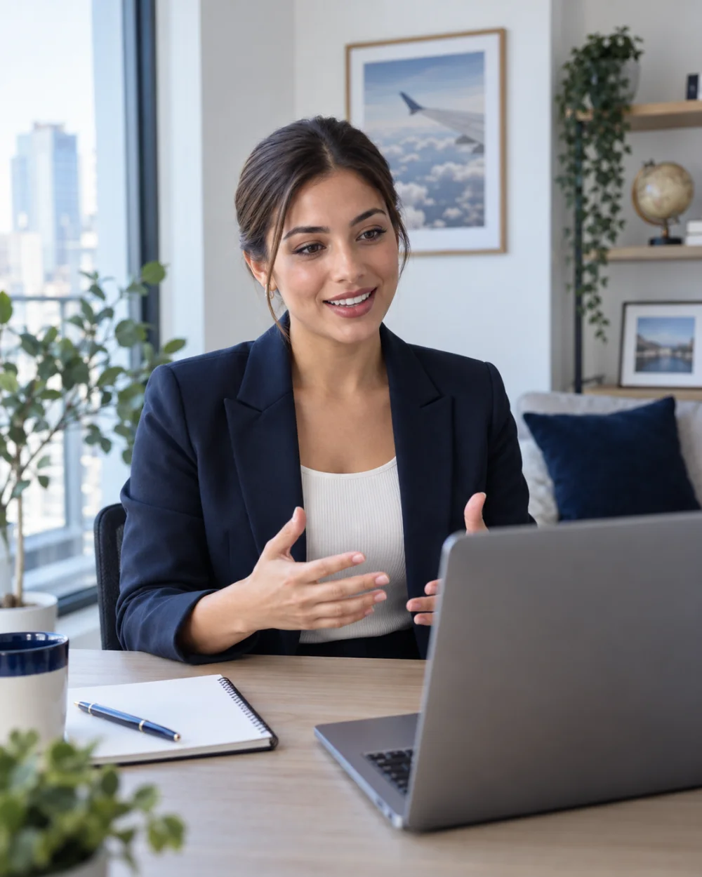 Candidate practising an online interview from home